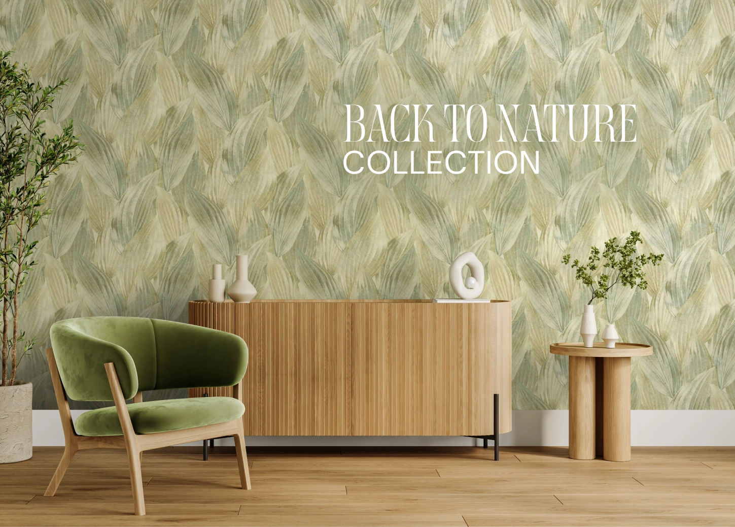 Green leaf wallpaper pattern